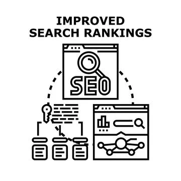 Search engine optimization improving online visibility and ranking Stock Illustration