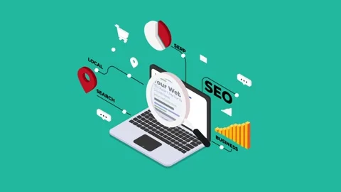 Search Engine Optimization isometric 3d animation Video stock 231829578