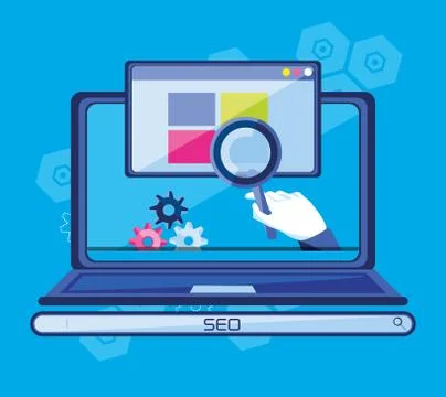 Search engine optimization with laptop イラスト素材