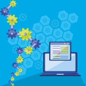 Search engine optimization with laptop Illustrazione stock