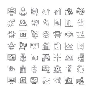 Search engine optimization linear icons, signs, symbols vector line illustration Illustrazione stock
