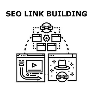 Search engine optimization link building digital strategy Stock Illustration