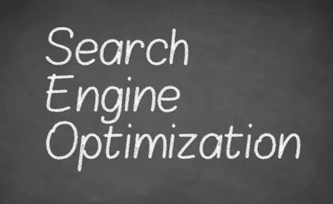 SEARCH ENGINE OPTIMIZATION, made with white chalk on a blackboard Stockillustratie