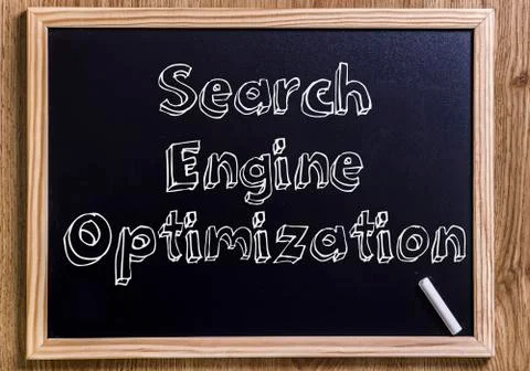 Search Engine Optimization - New chalkboard with 3D outlined text Stock Photos