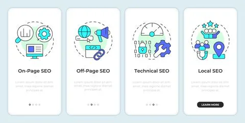 Search engine optimization onboarding mobile app screen Stock Illustration