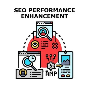 Search engine optimization performance enhancing digital strategy Stock Illustration