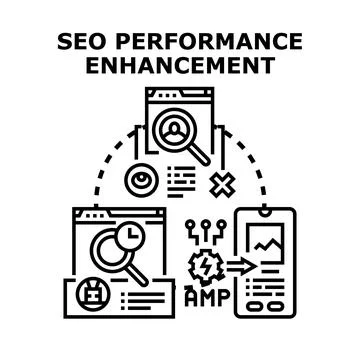 Search engine optimization performance enhancing digital strategy Stock Illustration