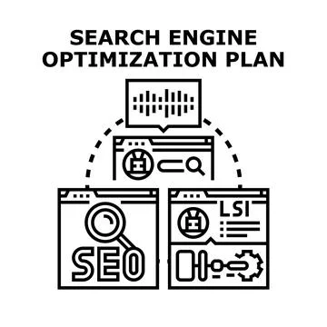 Search engine optimization plan for digital marketing strategy Stock Illustration
