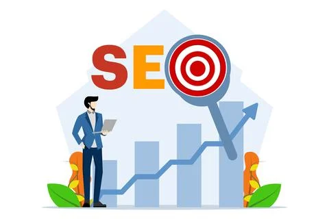 Search Engine Optimization ranking concept, SEO. Illustrazione stock