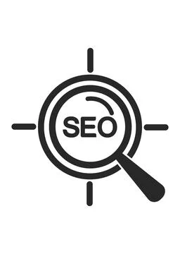 Search Engine Optimization SEO Analysis Concept with Magnifying Glass 库存插图