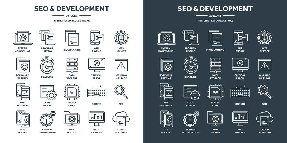 Search engine optimization, SEO and development. Internet technology, online Illustrazione stock