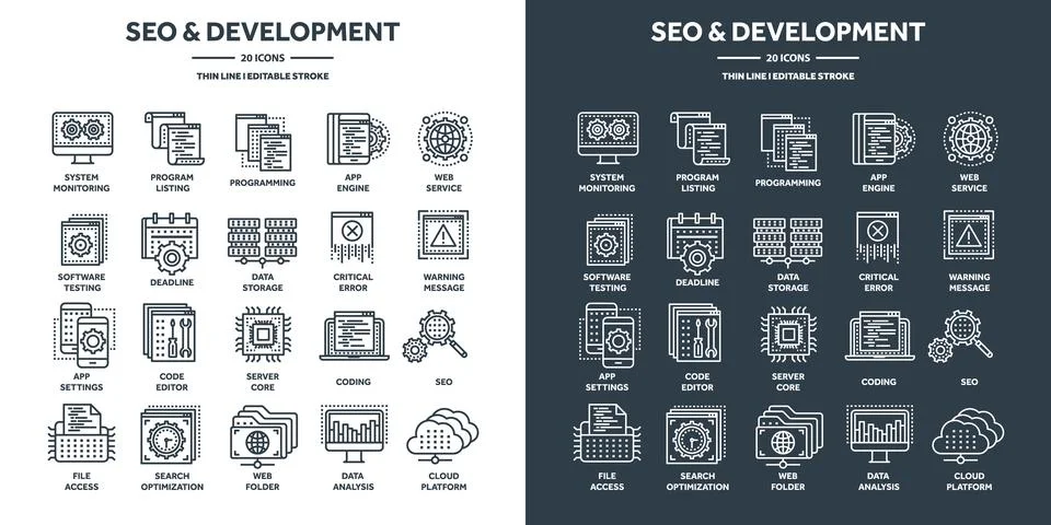 Search engine optimization, SEO and development. Internet technology, online Stock Illustration