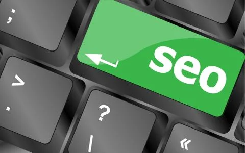 Search engine optimization. SEO button on the keyboard. Business concept Stock Illustration