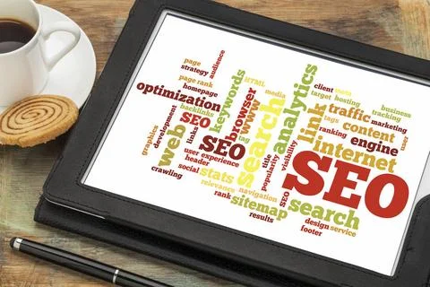  search engine optimization - SEO cloud of words or tags related to SEO (s... Stock Photos