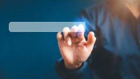 Search Engine Optimization SEO, data searching technology. business hands t.. Stock-Fotos