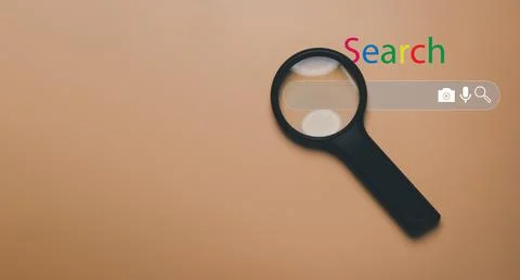 Search Engine Optimization SEO Networking Concept, Magnifying glass with sear Stock Photos