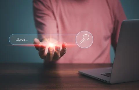 Search Engine Optimization SEO Networking Concept, Hand of businessman workin Stock Photos