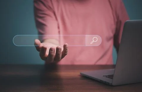 Search Engine Optimization SEO Networking Concept, Hand of businessman workin Stock Photos