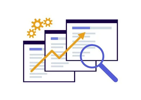 Search engine optimization, SEO optimization, analytics and advertising conce Stock Illustration