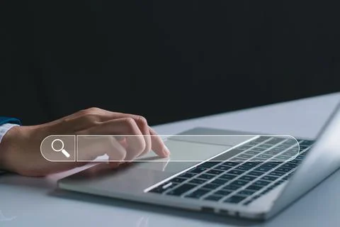 Search engine optimization, SEO technology concept. People using computer to  Stock Photos