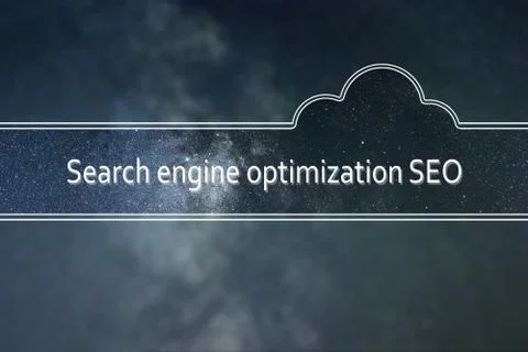 Search engine optimization SEO word cloud Concept. Space background. Stock Photos