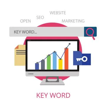 Search Engine Optimization Service, Seo Data Analytics And Keyword Stock Illustration