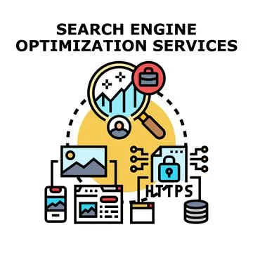 Search engine optimization services improving digital marketing strategy Stock Illustration