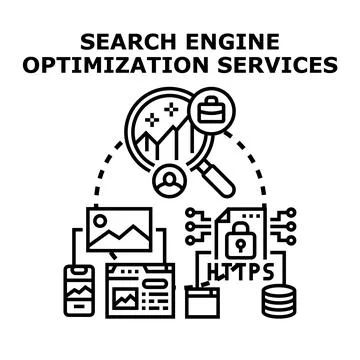Search engine optimization services improving digital marketing strategy Stock Illustration