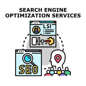 Search engine optimization services improving digital marketing strategy Stock Illustration