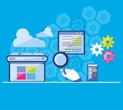 Search engine optimization set icons Illustrazione stock