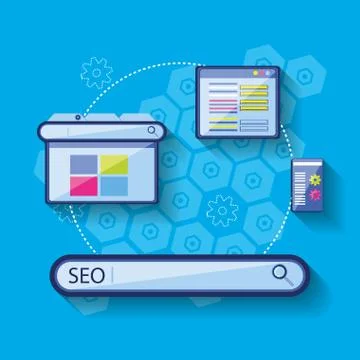 Search engine optimization set icons Stockillustratie