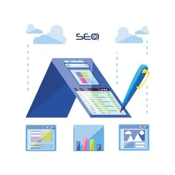 Search engine optimization set icons Illustrazione stock