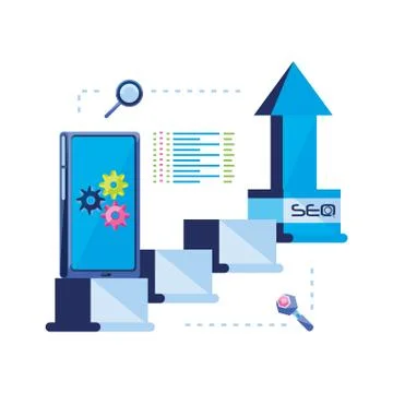 Search engine optimization with smartphone Stock Illustration