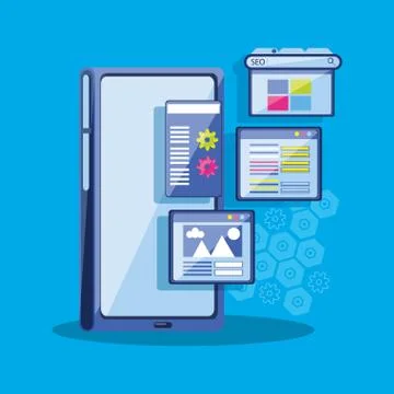 Search engine optimization with smartphone Illustrazione stock