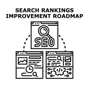 Search engine optimization strategy improving online rankings roadmap Stock Illustration