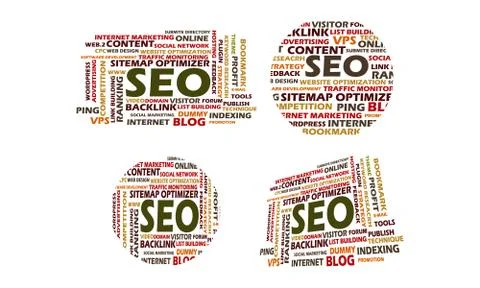 Search Engine Optimization Template Set Stock Illustration