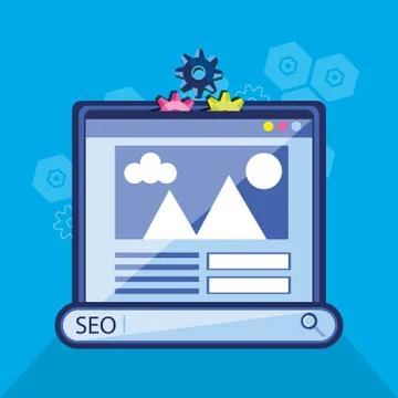 Search engine optimization with template webpage Illustrazione stock