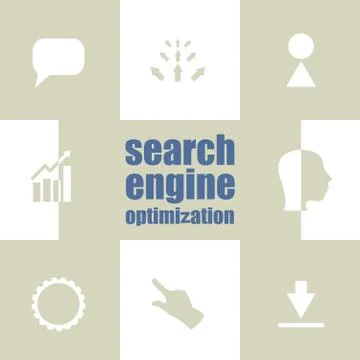 Search Engine Optimization Text. Information concept SEO. Infographic Element Ilustración de archivo