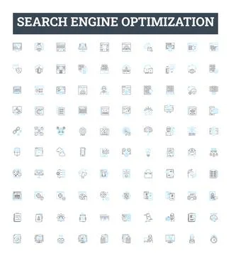 Search engine optimization vector line icons set. SEO, Optimization, Indexing 스톡 일러스트