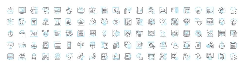 Search engine optimization vector line icons set. SEO, Optimization, Indexing Illustrazione stock