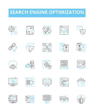 Search engine optimization vector line icons set. SEO, Optimization, Indexing 스톡 일러스트