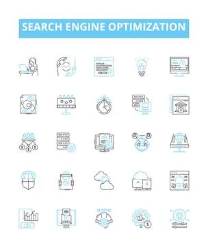 Search engine optimization vector line icons set. SEO, Optimization, Indexing イラスト素材