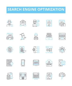 Search engine optimization vector line icons set. SEO, Optimization, Indexing Illustrazione stock