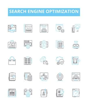 Search engine optimization vector line icons set. SEO, Optimization, Indexing Stockillustratie