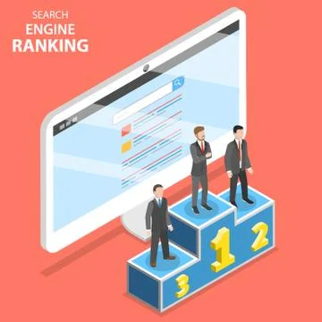 Search engine ranking flat isometric vector. Stock Illustration