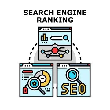 Search engine ranking optimizing website for better positions Stock Illustration