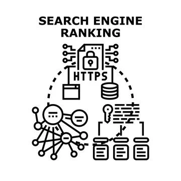 Search engine ranking optimizing website content strategy Stock Illustration