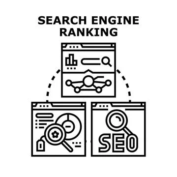 Search engine ranking optimizing website for better positions Stock Illustration
