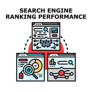 Search engine ranking performance developing online marketing strategy Illustrazione stock