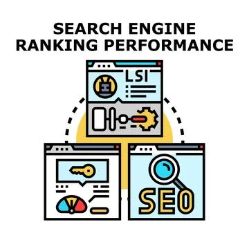 Search engine ranking performance optimization vector illustration Stock Illustration